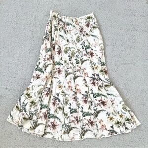 Anthropologie Botanical Floral Swirled Seam Maxi Skirt Size 10